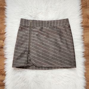 Purnell Brown Wool Blend Zip Mini Skirt 6